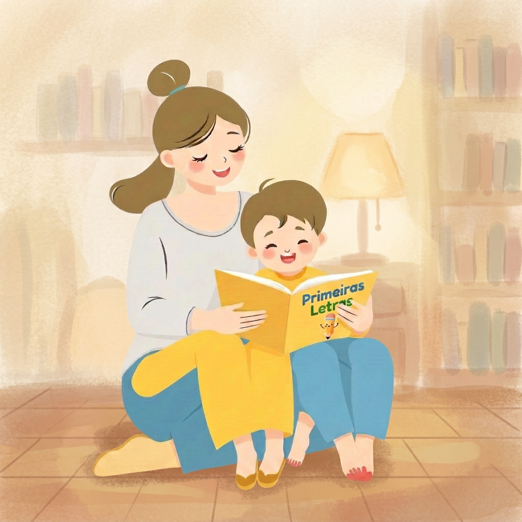 Mãe alfabetizando o filho com o método